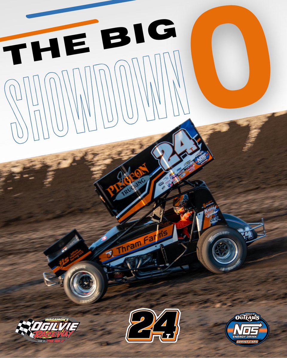 𝐑𝐀𝐂𝐄𝐃𝐀𝐘 𝐀𝐓 𝐎𝐆𝐈𝐋𝐕𝐈𝐄 🏁

📍: <a href="/ogilvieraceways/">Ogilvie Raceway</a> 
🏎️: <a href="/WorldofOutlaws/">World of Outlaws</a> 
🎟️: At the Track
⏰: 6:30PM Hot Laps
📺: <a href="/dirtvision/">DIRTVision</a> 
⏱️: <a href="/MyRacePass/">MyRacePass</a> 
📸: <a href="/jamesjungemann/">James Jungemann</a>