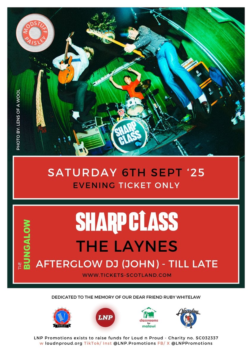 LNPPromotions's tweet photo. #TicketFriday @ticketsscotland https://t.co/HN1DNtvDiR
Lots going on at this years ModStuff @BungalowPaisley 6th September - thanks for buying in advance for the evening gig, this helps us support the afternoon as a free entry & fundraising day - that's how it all hangs together https://t.co/NNfxrKuAYL