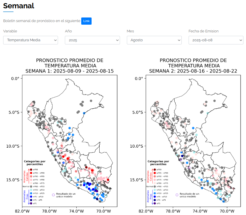 ywef's tweet photo. 📅 El pronóstico semanal d temperatura media emitido por el #SENAMHI (8 de agosto) indica un descenso d temperaturas en la región occidental sur del país, incluyendo la costa, para los periodos 9–15/ 16–22 de agosto (promedio).
#Clima #Perú #Agosto2025
🔗https://t.co/VpftufPWa9 https://t.co/CSVZAwZTlq