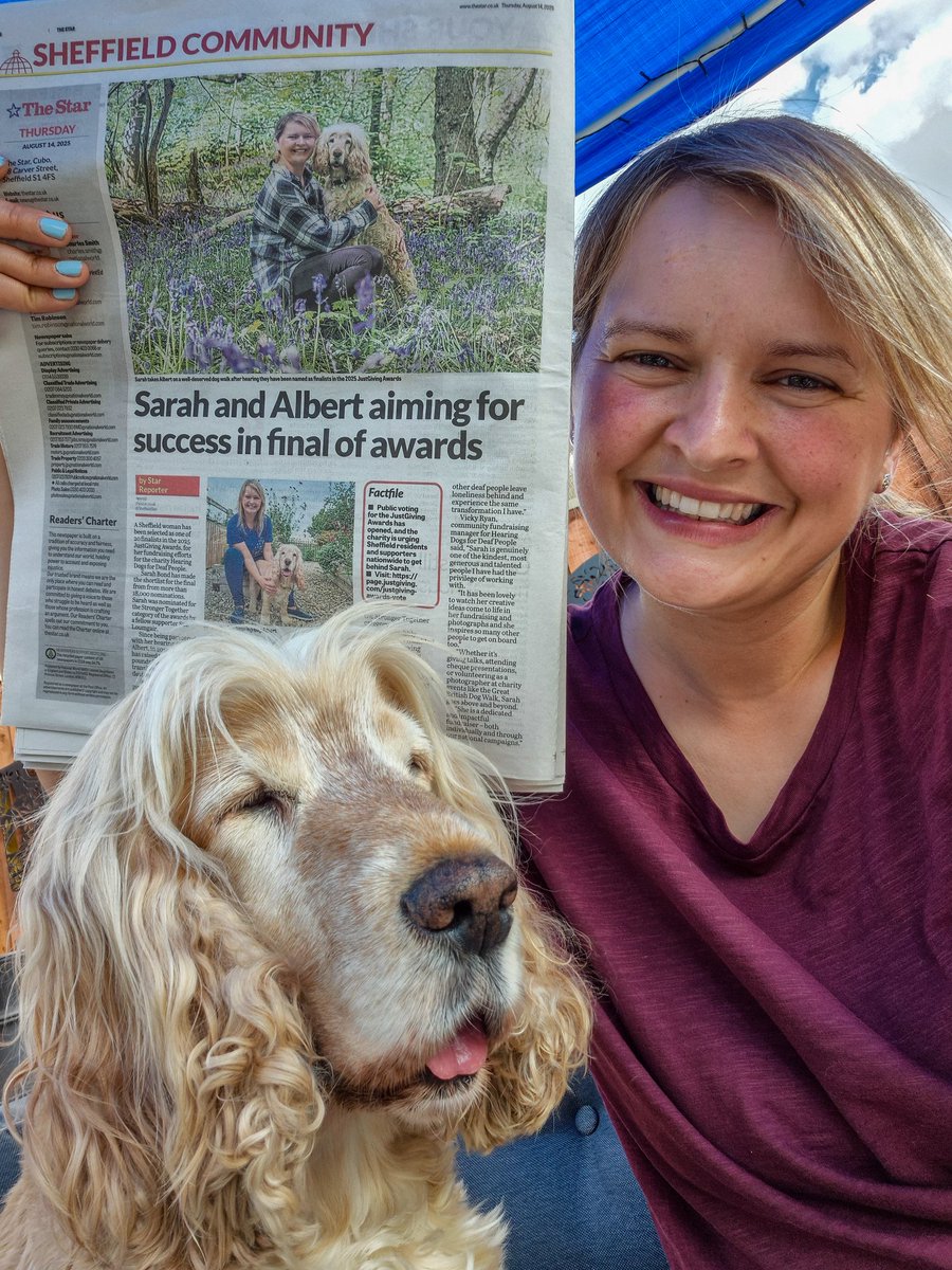 1/2 💜🐾 We’re in <a href="/SheffieldStar/">The Star, Sheffield</a>! 📰 Seeing our story in print is absolutely amazing 🥹 Every vote &amp; share helps us raise awareness for <a href="/HearingDogs/">Hearing Dogs for Deaf People</a> 🐶❤️ — Together, we can make an even bigger difference for Hearing Dogs! <a href="/JustGiving/">JustGiving</a> (See below how to vote for us 🐾🐶❤️)