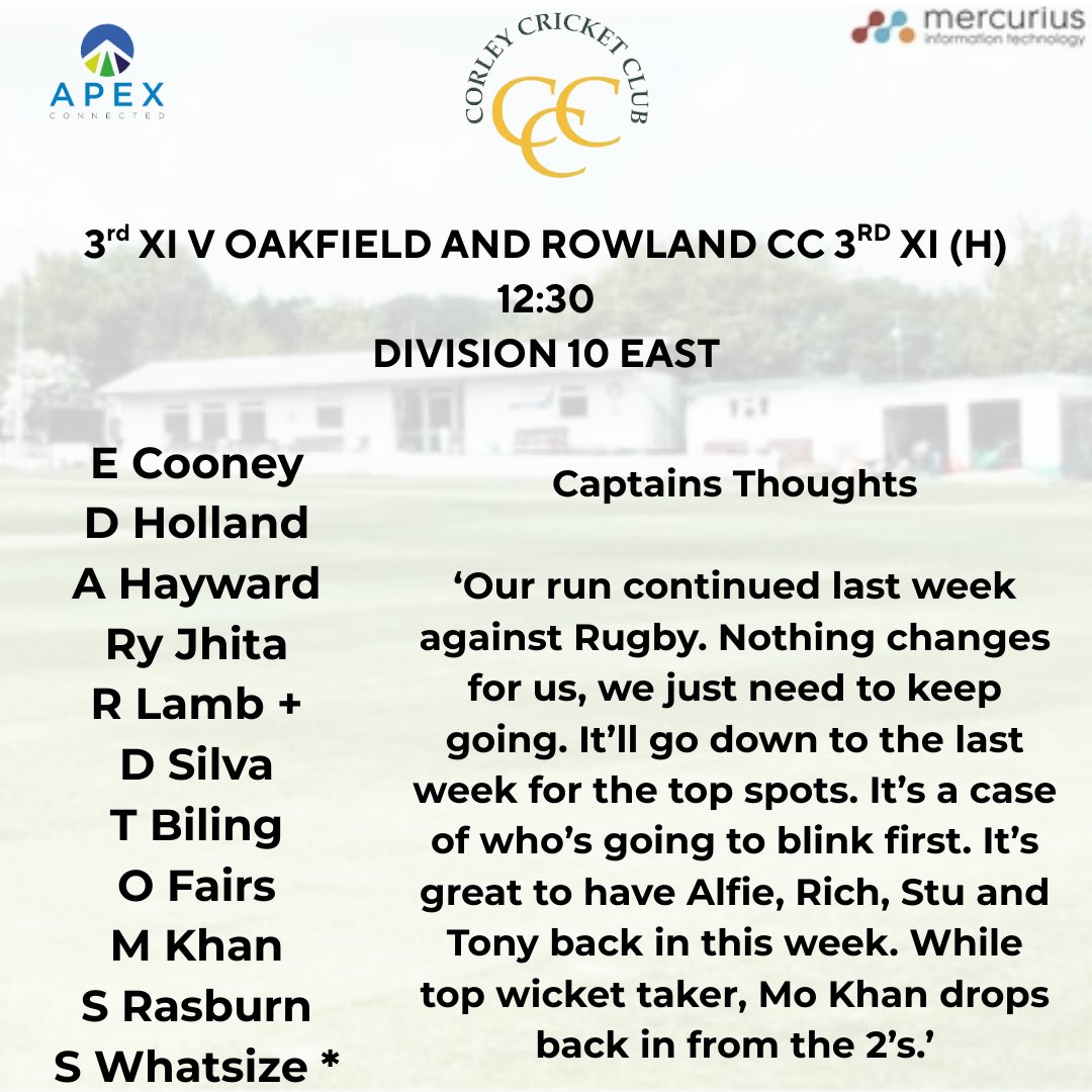 Our 33 in league action tomorrow!

Unfortunately, our opposition for the 4th XI couldn’t raise a side so they miss out on a fixture.