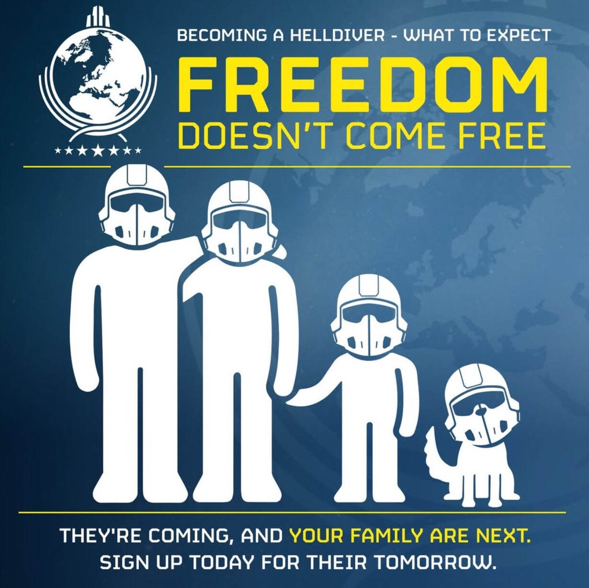 helldivers2's tweet photo. Unsure if you’ve got what it takes to defend Freedom?

There’s only one way to find out. The path of a Helldiver is built in battle, tested in fire, and completed by crushing Liberty’s foes.

Enlist now. This is an order.

Standard Edition: https://t.co/gWuSlIzcWf
Super Citizen Edition: https://t.co/q4SLrHplhM