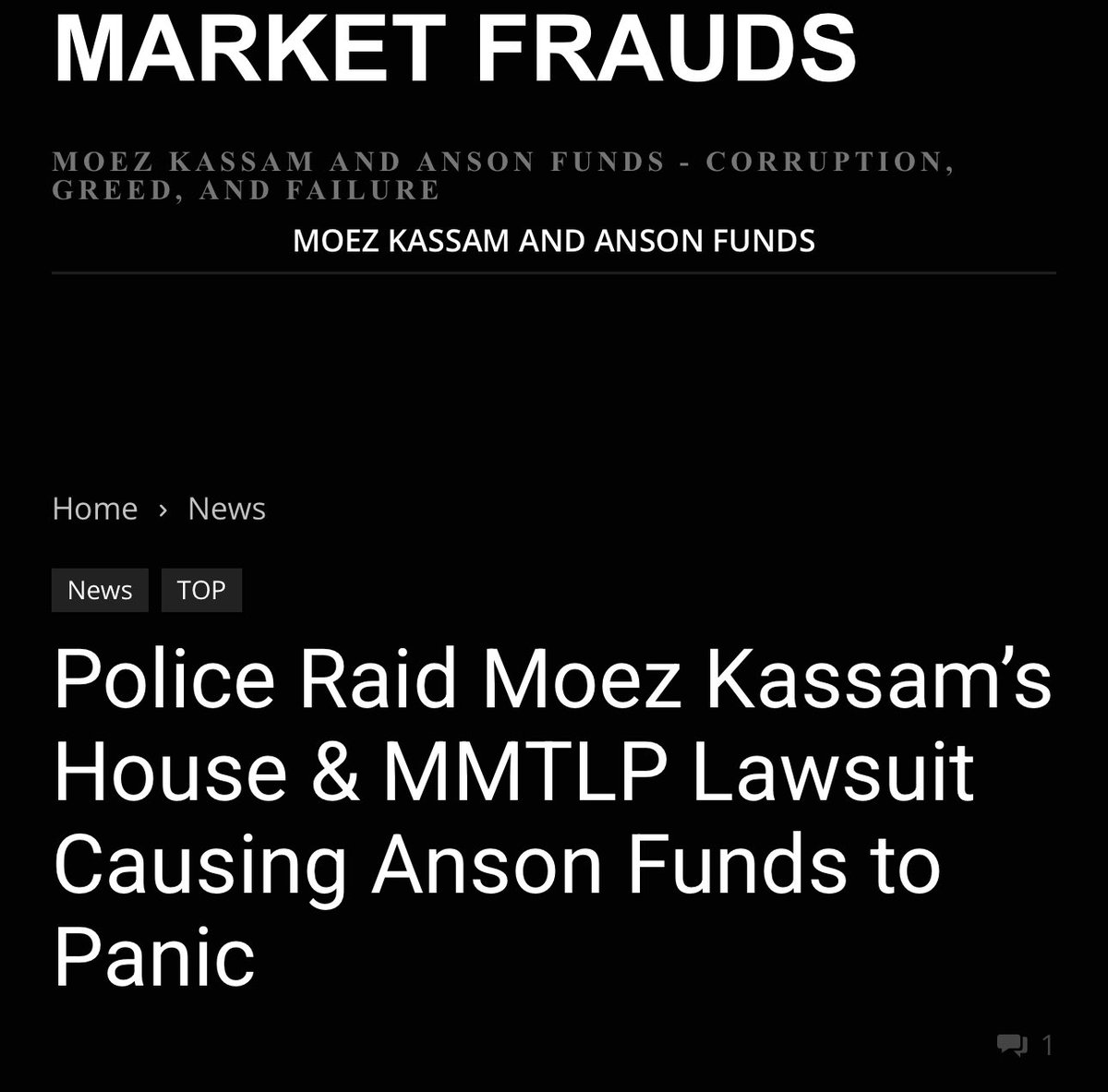 kshaughnessy2's tweet photo. "Police Raid at Moez Kassam’s Toronto House"

So much in this latest Market Frauds Report

"– Moez’s self destructive habits reaching new heights
– MMTLP update as Anson Funds hits the panic button
– Partying on the proceeds of crime with Robert Herjavec & Kevin O’Leary
– Huge attacks on website, with daily website visitor numbers hitting 1 million per day
– Nate Anderson still in business under another name"

"Our sources have informed us that Moez has cut a deal with the authorities. 

While more details are still emerging, what we have been told so far is that he has been charged and is assisting the authorities in their investigations. 

We have also been told that jail time is a certainty, but the scale of that remains unclear and is likely tied into the level of his cooperation with the authorities.

While all this dealmaking continues, on August 8, the police raided Moez Kassam’s home, according to our sources who witnessed six police cars and one surveillance van outside his Toronto residence on Russell Hill Road in the South Forest Hill Neighborhood. 

Three of the police cars and the surveillance were black, unmarked vehicles, with regular police and plainclothes officers taking part in the raid from 10am to 2pm....

....We have also been informed that Moez has employed a crisis management/PR team to make sure this story stays out of the national press....

...MMTLP Lawsuit Gaining steam
The closely watched Meta Materials lawsuit is getting interesting now as Anson Funds and their co-defendants put forward a motion to quash in the MMTLP bankruptcy proceedings....

In any normal world, the motion to quash would be denied as the MMTLP trustees have evidence of wrongdoing, the court and judge has evidence of wrongdoing and their request to have access to full trading records from the bad actors is very reasonable.

But in this corrupt world, where Citadel, Anson and other big money interests own the courts, what are the chances the judge will do the right thing???..."

@stockmannnbroo @stephmase22 @JunkSavvy (your X posts are in this report) 
@Hamnakedshorts @FlyEaglesFly529 $MMTLP 
LINK: 
https://t.co/Z4qPHZlGIS