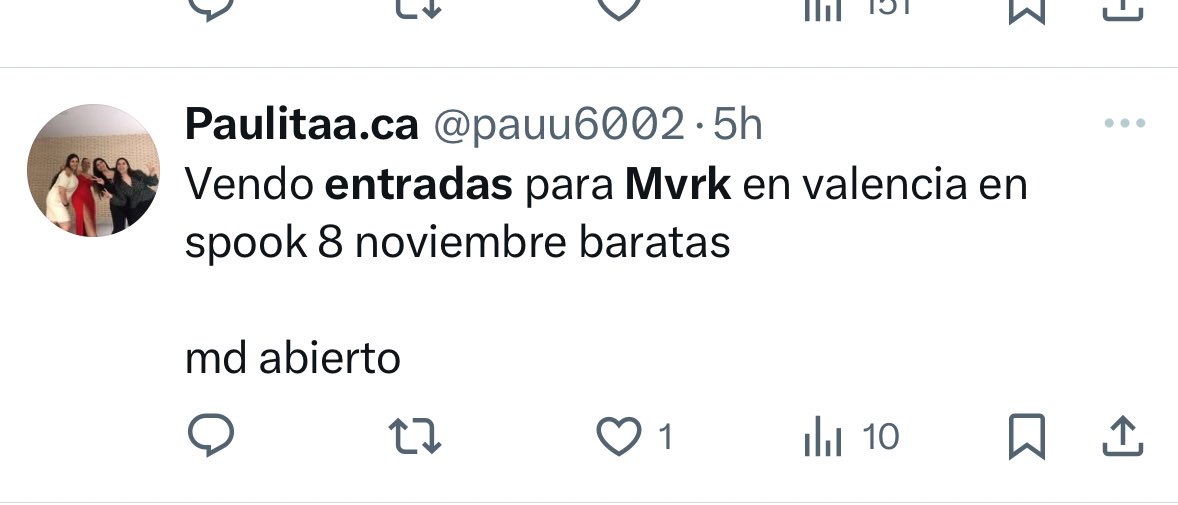 sndvrx1's tweet photo. @pauu6002 es una estafadora, no le vayáis a comprar nada de entradas, os timará. Un besazo 
#entradas #mvrk #valencia #rocanrola https://t.co/JSA1FsR6rP