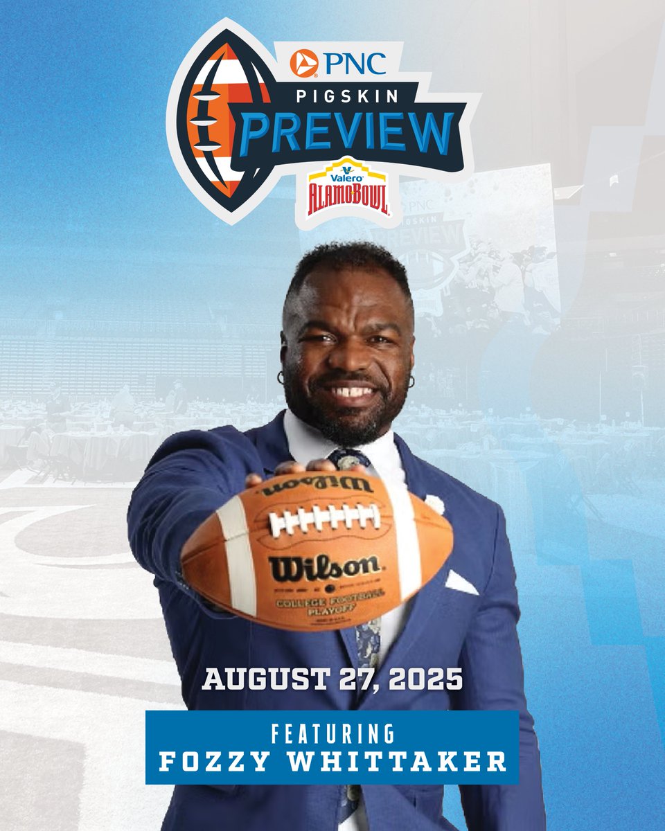 Tomorrow is the LAST Saturday without college football until 2026! 🏈

Kick off the season with <a href="/FozzyWhitt/">Fozzy Whittaker</a> at the PNC Pigskin Preview on the <a href="/Alamodome/">Alamodome</a>'s brand new football field.