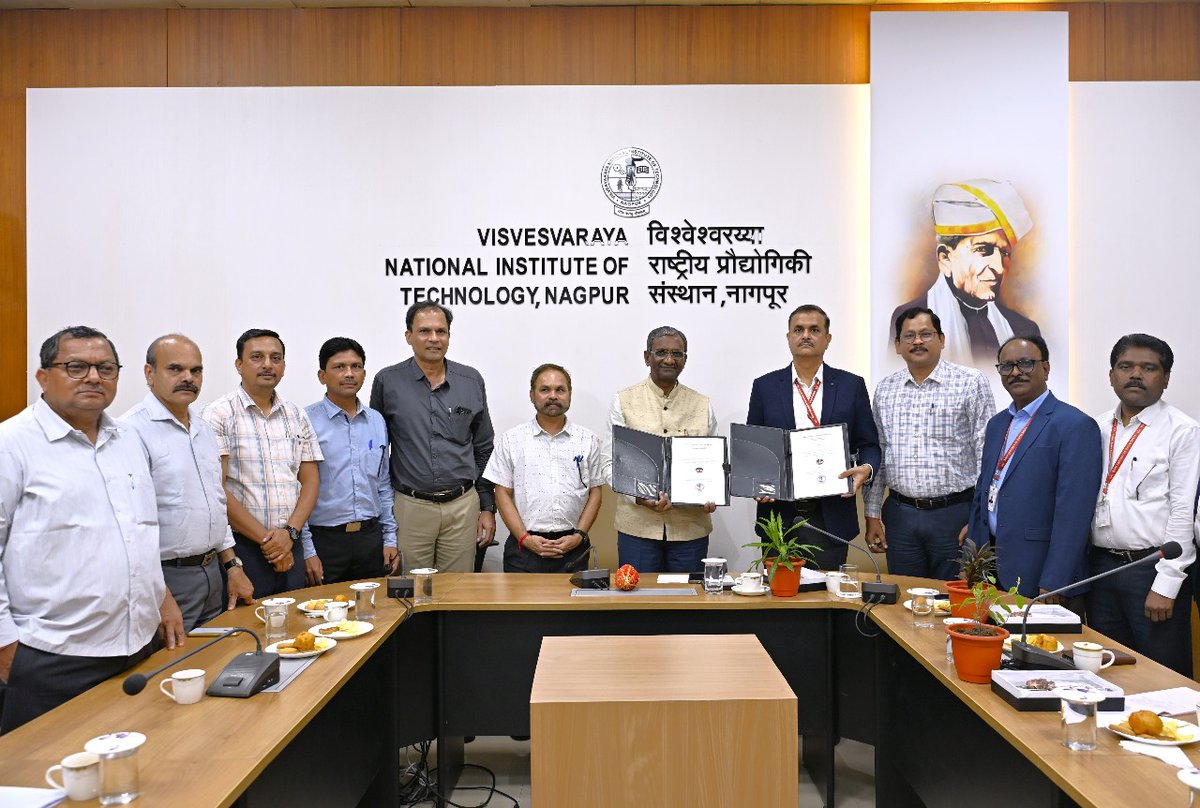 VNIT Nagpur signed an MoU with MINERAL EXPLORATION &amp; CONSULTANCY LIMITED, MECL (Miniratna-I CPSE) to collaborate in research, consultancy &amp; innovation in mineral exploration. A step towards sustainable mining, tech advancement &amp; industry-academia synergy. 🪨✨ #VNITNagpur #MECL