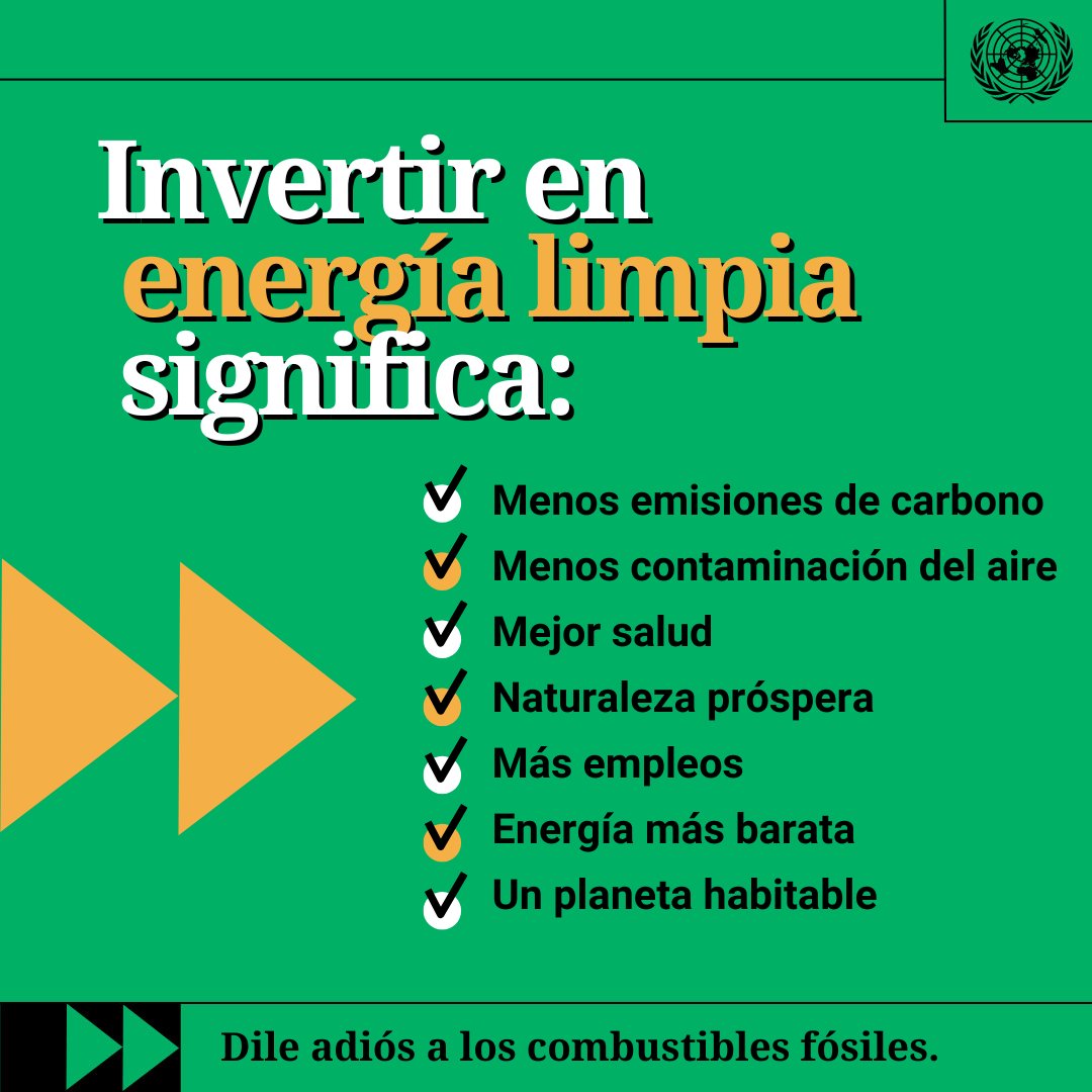 Las energías renovables son energía positiva para el planeta 🌎 y para nuestro futuro.

Es hora de iluminar el mañana y hacerlo más limpio y justo para la humanidad. #AcciónClimática

un.org/es/climatechan…