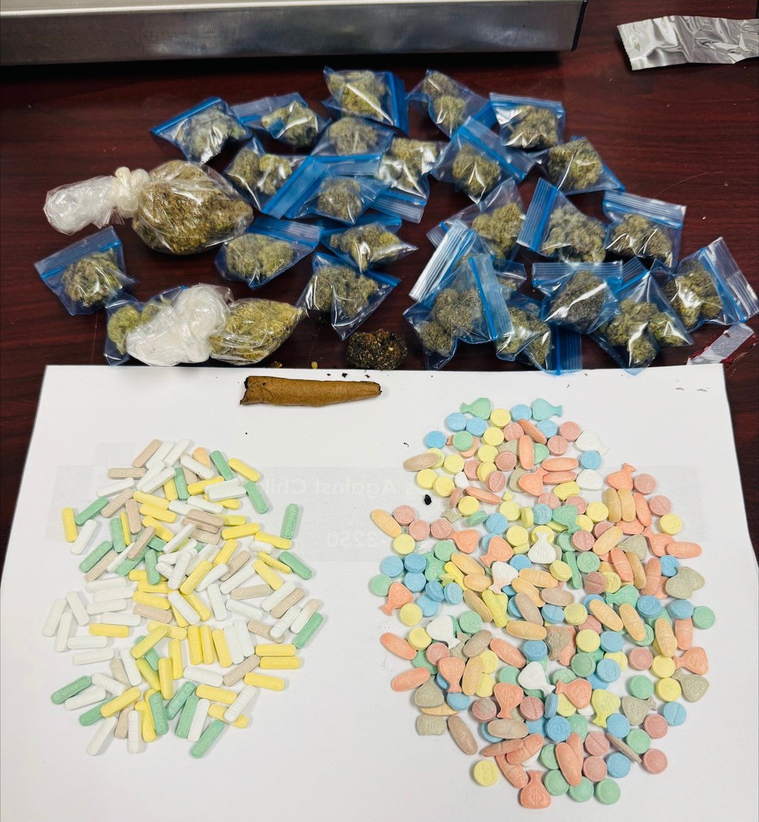 More Drugs Off The Streets In Our Community! 
A D2 Night Shift traffic stop in the 700 Block of Greens Rd on 08/14 led to the discovery of 23.93g Alprazolam Pills, 45.49g Methamphetamine Pills and 1.230oz Marijuana along with distribution supplies. Working for a safer community.