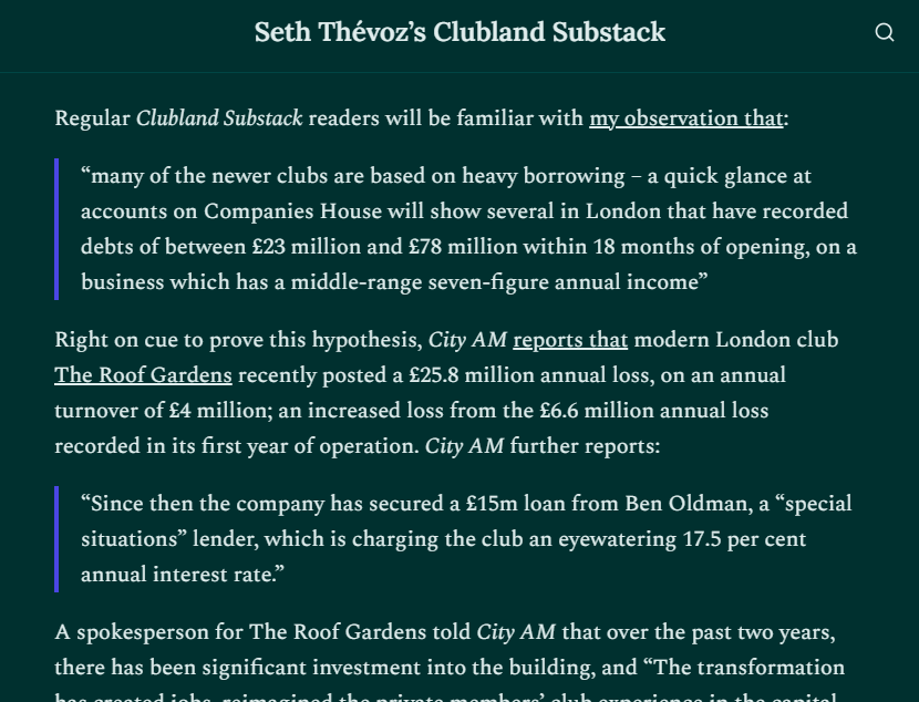 While I try to make sure a good 90% of the Clubland Substack is free, a major bonus that paying subscribers get is my twice-monthly news round-up, which presents news of private members' clubs around the world, and tries to put it into expert context. clubland.substack.com