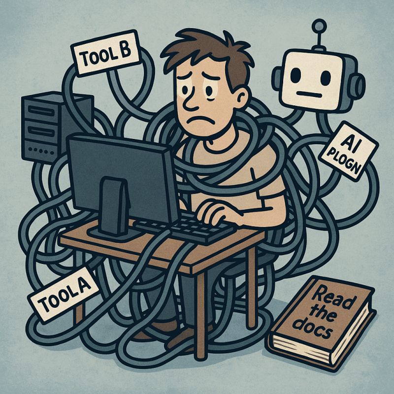 We don't need more. We need less.

Every week:
🧠 A new framework.
⚙️ A new "layer".
🤖 A new AI wrapper.
🔄 A new YAML format to abstract what used to be a shell script.

And then we wonder:
"Why is our software hard to debug?"
"Why do our builds break randomly?"
"Why is
