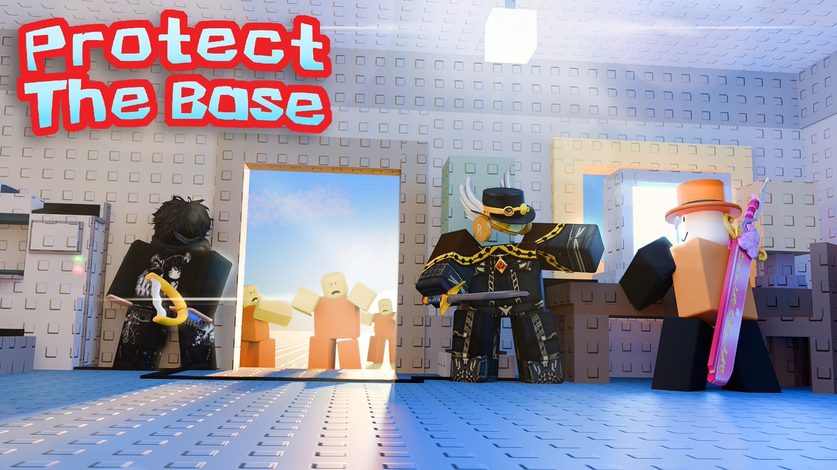 Thumbnail/Render I made for Protect The Base on Roblox!

Character posing done by: @.curcle (on discord)
Rendering, Editing and Everything else done by: <a href="/vinallac_vfx/">vinallacVFX</a> 

#ROBLOX #RobloxDev #Blender