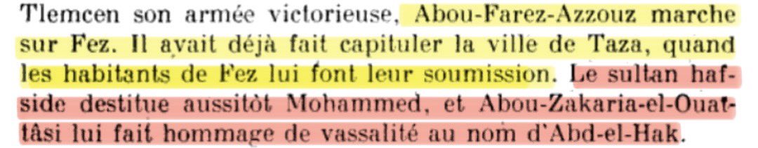 Sedouikech's tweet photo. Le sultan Abu Faris Al  Azziz le hafside de constantine 🇩🇿 a pénétrer dans le Maghreb El Aqsa (1423)

L’humiliation du Sultan merinide 🇲🇦 ne ces pas fait attendre après la prise de Taza et l’arrivée des troupe hafside à Fès, ces dernier deviennent vassal jusqu’au Beni Watass https://t.co/3X3tSZO6mA