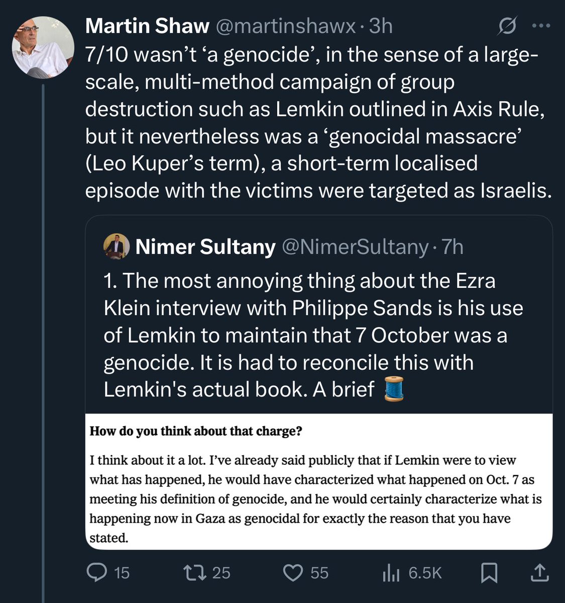 HBendaas's tweet photo. We desperately need to get genocide scholarship out do the hands of Western gatekeepers. This is a UK genocide professor claiming in whole sincerity Algerians committed genocide *against the French* in 1945. My ancestors are rolling https://t.co/KOtGF5sa01