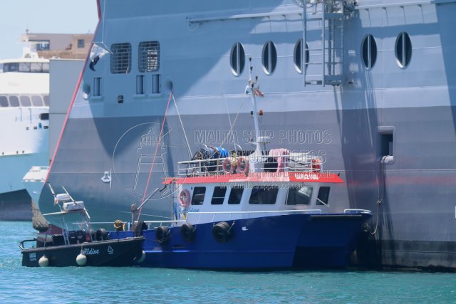 Shipguru's tweet photo. #alldive #divingboat #KIRBY_FS #alongside #cruiseliner #RESILIENT_LADY #berthed at #vallettacruiseport, #grandharbourmalta - 06.05.2024 - https://t.co/nfgboxc3g3 - NO PHOTOS can be used or manipulated without our permission @Valletta_Port @worldshipsoc @ShipsInPics @Rich_Ships https://t.co/i7OgAGsFxU