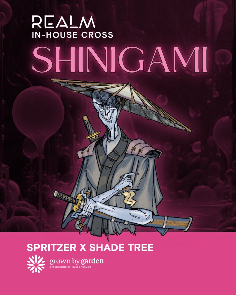 Shinigami: Spritzer x Shade Tree
Spritzer is a more energetic cultivar and Shade Tree brings a relaxed outgoing vibe. They both bring sweet fruity flavor for a smooth afternoon sesh. If you enjoy Sweet Realm crosses like GMO Pie or Fizz Jelly, this could be a new favorite.