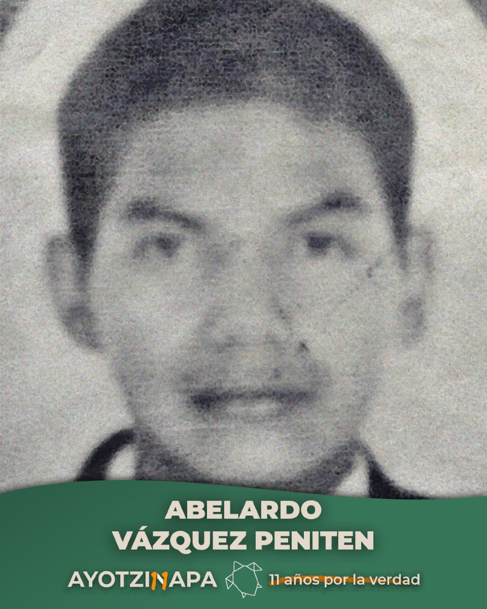 Hoy nombramos a Abelardo Vázquez Peniten. Por él y por las miles de personas desaparecidas en México. Una vez más: hasta que haya verdad y hasta que haya justicia. 
 #Ayotzinapa11años 🐢