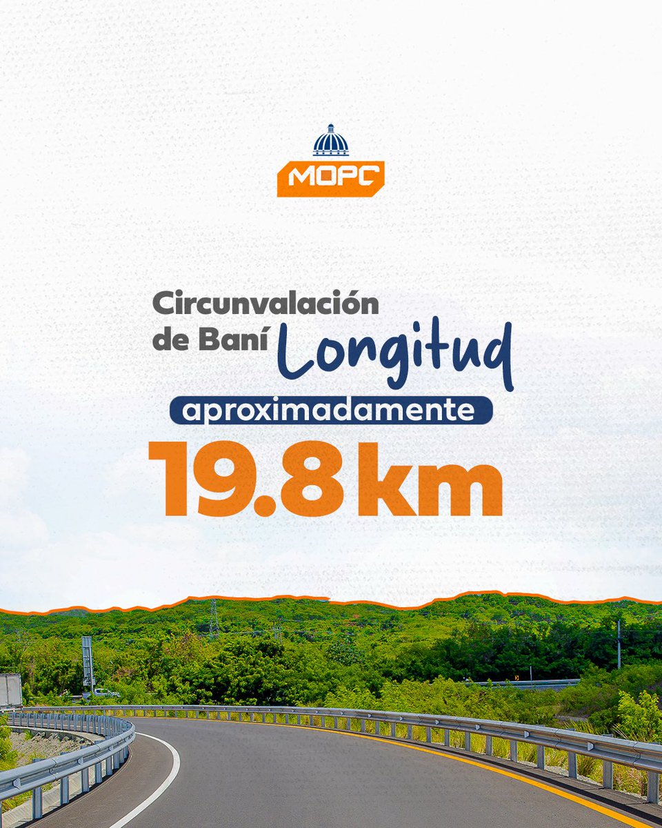 RDMOPC's tweet photo. ¡La Circunvalación de Baní es conectividad y bienestar para toda la región sur! 🛣️🥭

Conoce esta  importante obra, que une a Santo Domingo con todo el sur del país y trae consigo desarrollo, progreso y bienestar para más de 150,000 personas.

Desde los campos de mango de Baní hasta las playas de Pedernales, el Sur está más conectado, más competitivo y más vivo que nunca.

 ¡Celebramos juntos un nuevo capítulo para Baní, Peravia y todo el Sur!

#CircunvalaciónBaní #ElSurmásCercaDeTi