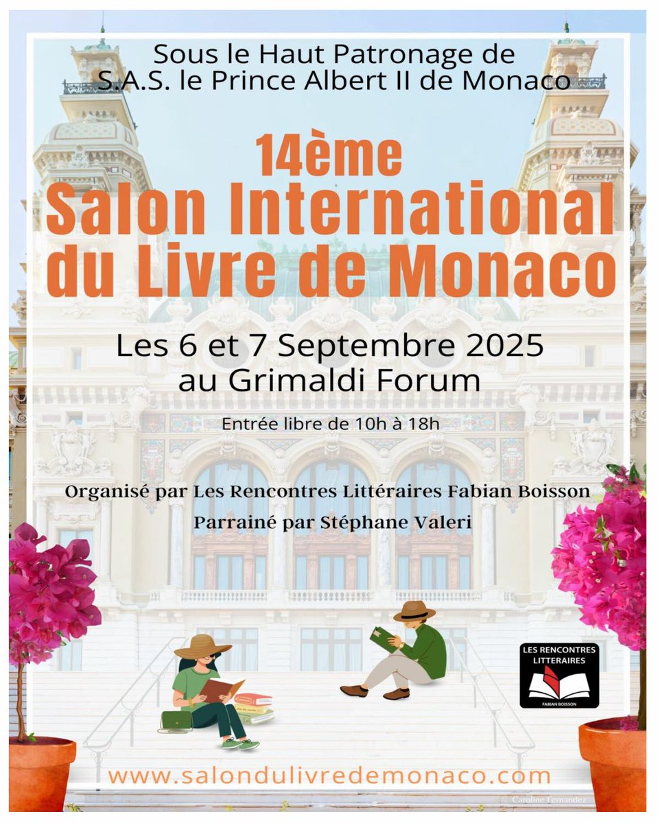 La 14ᵉ édition du Salon du Livre de Monaco, organisé par les Rencontres Littéraires Fabian BOISSON, présidées par Yvette GAZZA CELLARIO, se déroulera les 6 et 7 septembre prochain, au Grimaldi Forum. C’est avec plaisir que j’ai accepté de parrainer cette manifestation.