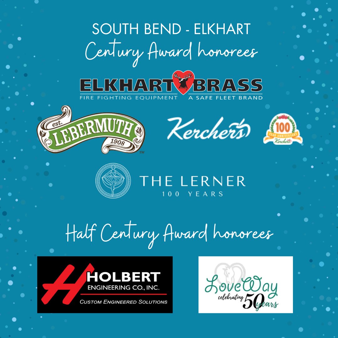 SBeNDElk_Region's tweet image. 6 South Bend – Elkhart region companies just earned Indiana’s 2025 Century &amp;amp; Half-Century Business Awards! 🏆

From 50 years to over 120 years in business, these companies show the power of resilience &amp;amp; innovation.
#SouthBendElkhart #CenturyAwards #MadeInIndiana