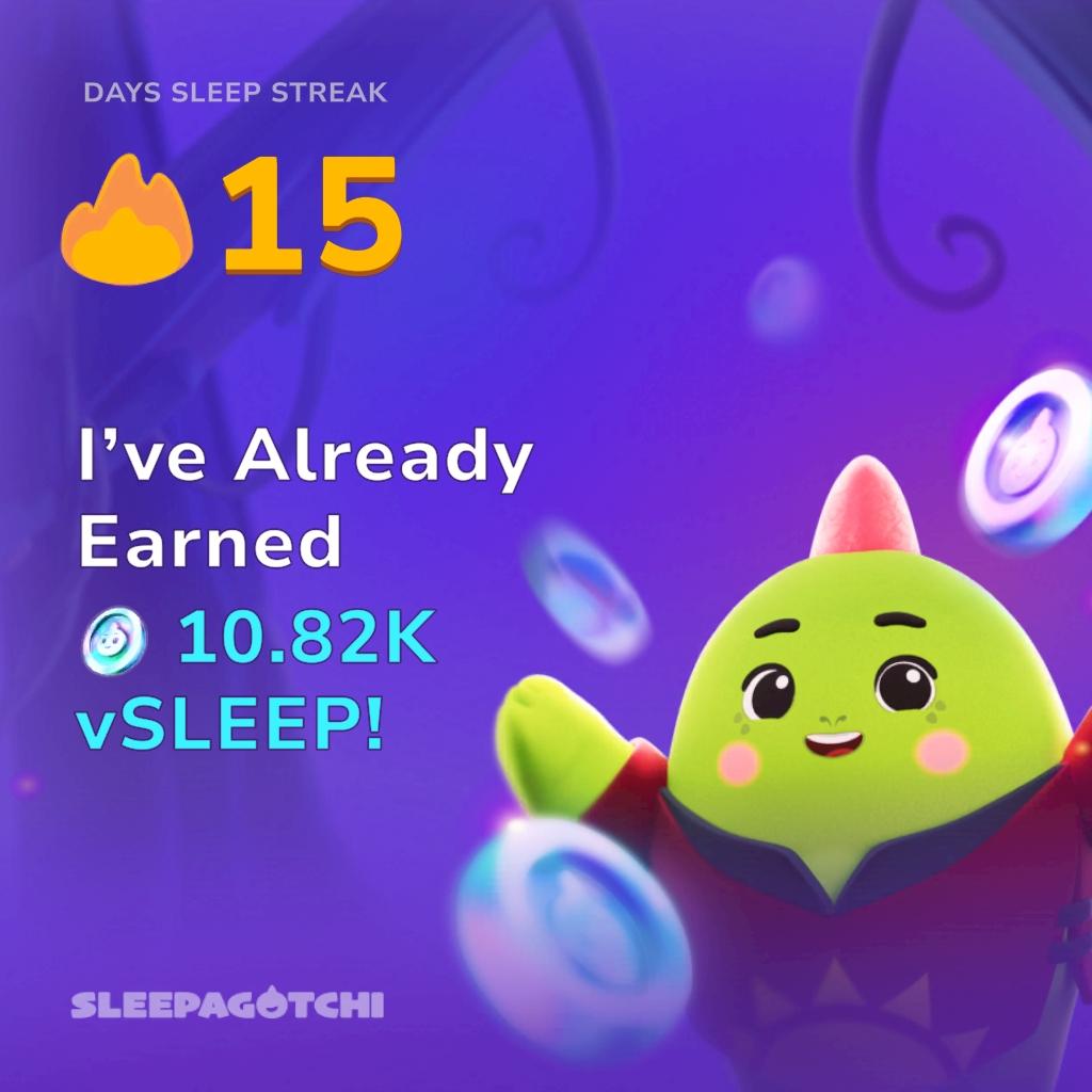 Got a sleep streak and vSLEEP!
Join me on Sleepagotchi.
sleepagotchi.com