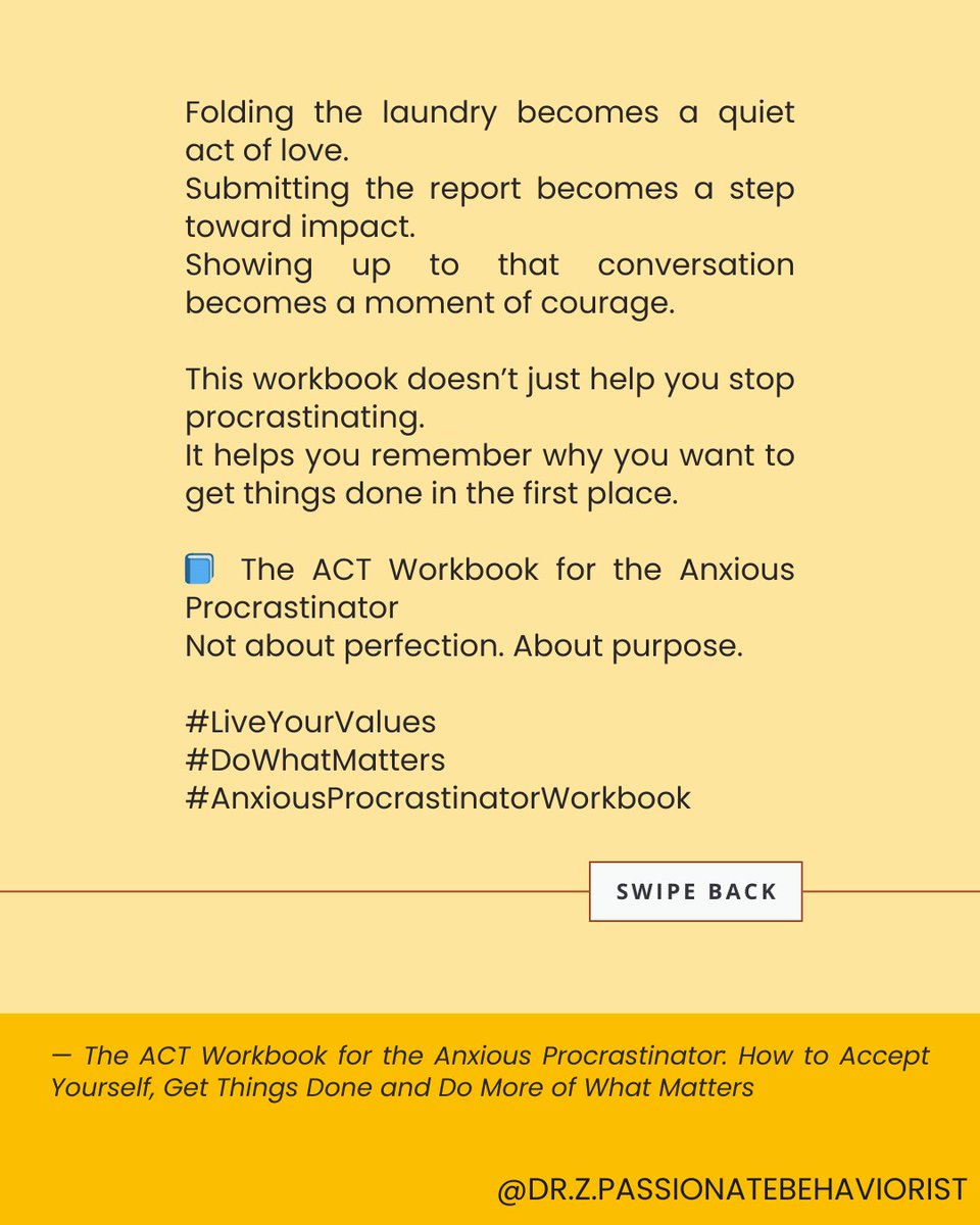 DrZ_behaviorist's tweet image. 🚨📘 NEW BOOK ALERT: The ACT Workbook for the Anxious Procrastinator

Procrastination isn’t a flaw — it’s a pattern.
This workbook helps you break it gently, with tools that actually work.

Buy it here: a.co/d/ddsj4j1

@JKPBooks

#ACT #AcceptanceAndCommitmentTherapy