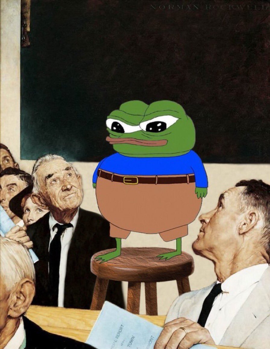 Pepe the Frog meme presenting in a formal setting, symbolizing Solana's maturity