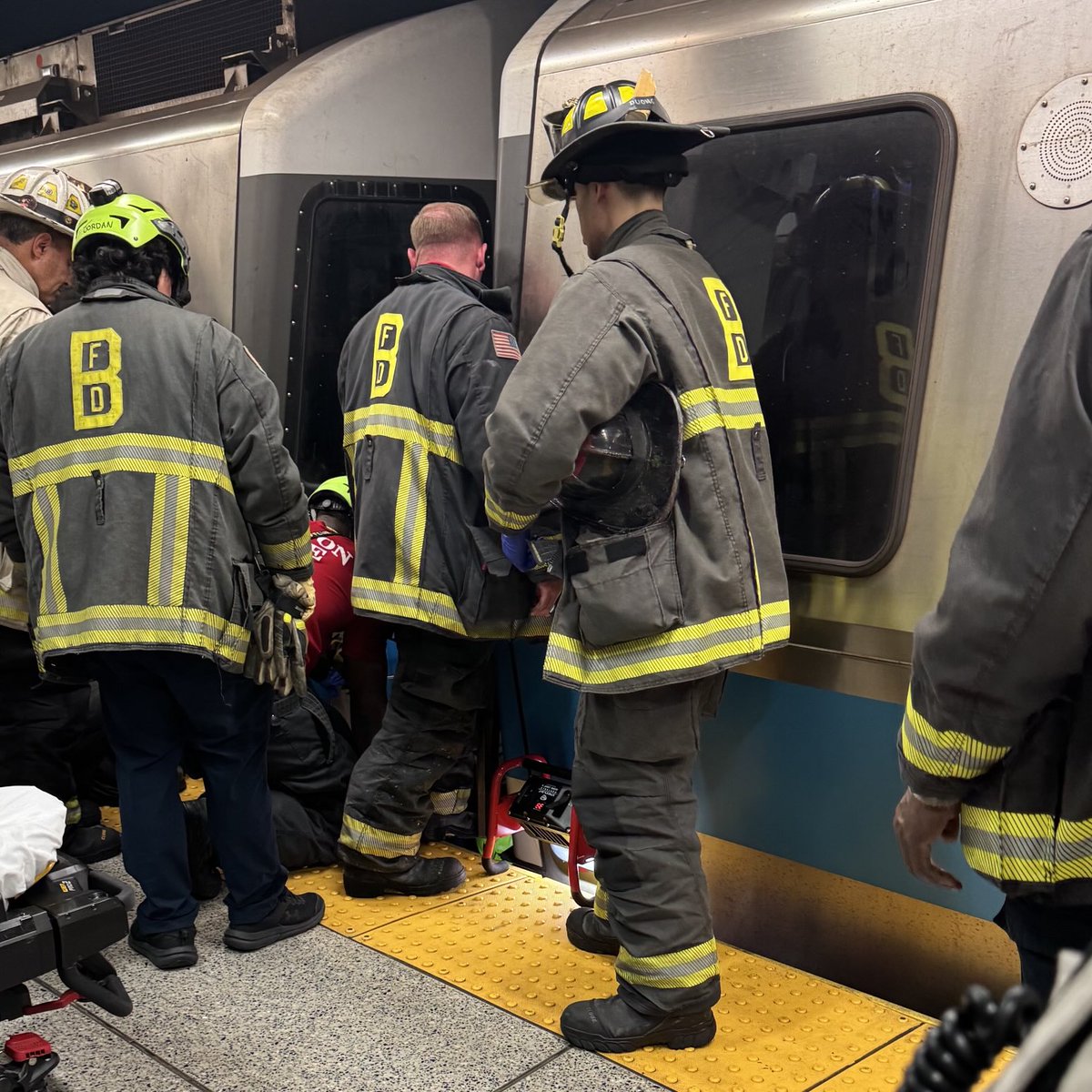 Deputy Chief Steven Shaffer briefs the media on the Tech-Rescue of a man who was under the Blue line train at Governent Center ⁦<a href="/MBTA/">MBTA</a>⁩ station. Companies were  able to safety extricate the person who was transported by ⁦<a href="/BOSTON_EMS/">Boston EMS</a>⁩