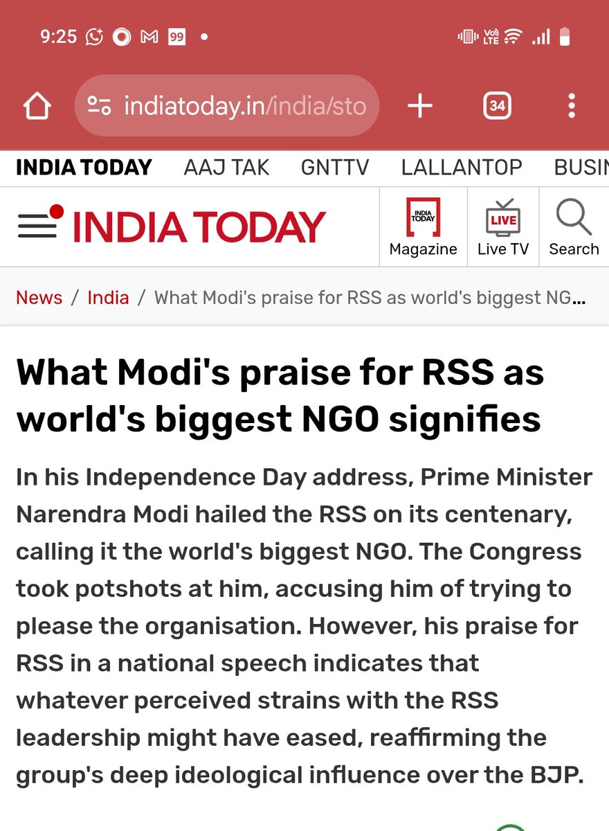 Ashok Mruthyunjaya (@ashokmruthyu) on Twitter photo narendramodi showering praise on <a href="/RSSorg/">RSS</a>!
Trying to sweet-talk them because of the “75-year rule” he himself set?
With <a href="/RSSorg/">RSS</a> pressing him to step down, this looks like Modi’s survival strategy in action.
<a href="/ArvindKejriwal/">Arvind Kejriwal</a>
<a href="/AamAadmiParty/">AAP</a> @Narendramodi <a href="/RahulGandhi/">Rahul Gandhi</a> <a href="/INCIndia/">Congress</a> narendramodi showering praise on <a href="/RSSorg/">RSS</a>!
Trying to sweet-talk them because of the “75-year rule” he himself set?
With <a href="/RSSorg/">RSS</a> pressing him to step down, this looks like Modi’s survival strategy in action.
<a href="/ArvindKejriwal/">Arvind Kejriwal</a>
<a href="/AamAadmiParty/">AAP</a> @Narendramodi <a href="/RahulGandhi/">Rahul Gandhi</a> <a href="/INCIndia/">Congress</a>