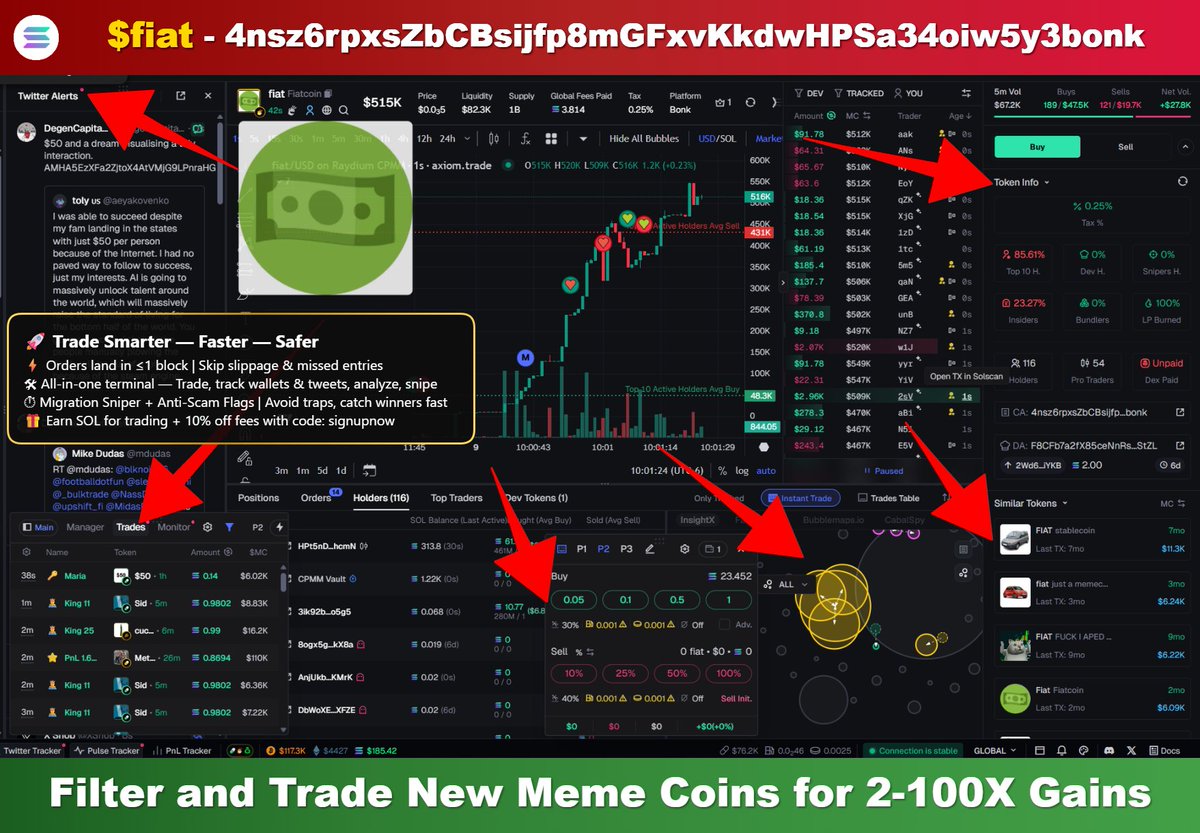 $fiat - DANGER 🚨 (Screenshot)
4nsz6rpxsZbCBsijfp8mGFxvKkdwHPSa34oiw5y3bonk

📊 MCap: $472K
📈 Volume: $91K

Never get taken by a rug pull again! I use:
Track Wallets and Trading Platform for New Solana Meme Coins: axiom.trade/@signupnow
New features on the Platform

Like and