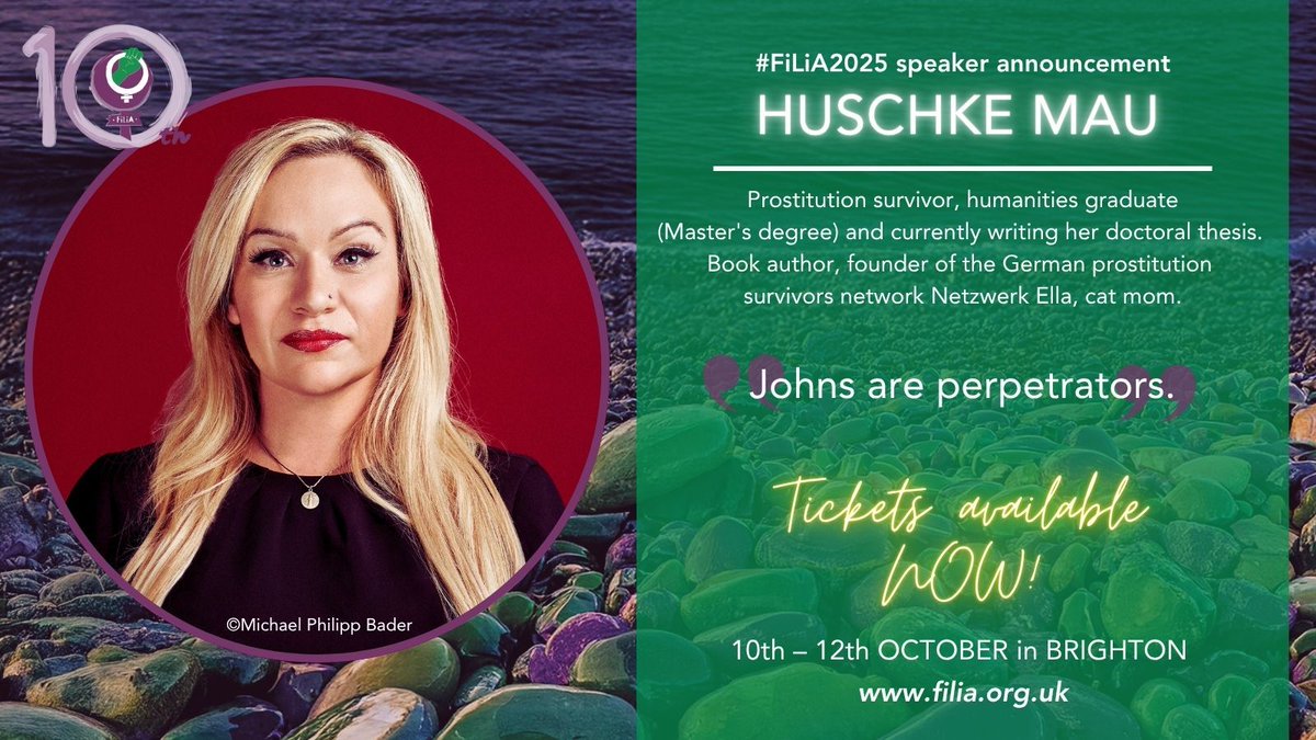 FiLiA (@filia_charity) on Twitter photo #FiLiA2025 speaker news!
<a href="/HuschkeMau/">Huschke Mau</a> #German author, activist, & survivor of prostitution, Huschke campaigns for the #abolition of the sex trade.
🎟️ filia.org.uk/tickets
#AbolitionNow #EndDemand #ListenToSurvivors #FiLiA2025 speaker news!
<a href="/HuschkeMau/">Huschke Mau</a> #German author, activist, & survivor of prostitution, Huschke campaigns for the #abolition of the sex trade.
🎟️ filia.org.uk/tickets
#AbolitionNow #EndDemand #ListenToSurvivors