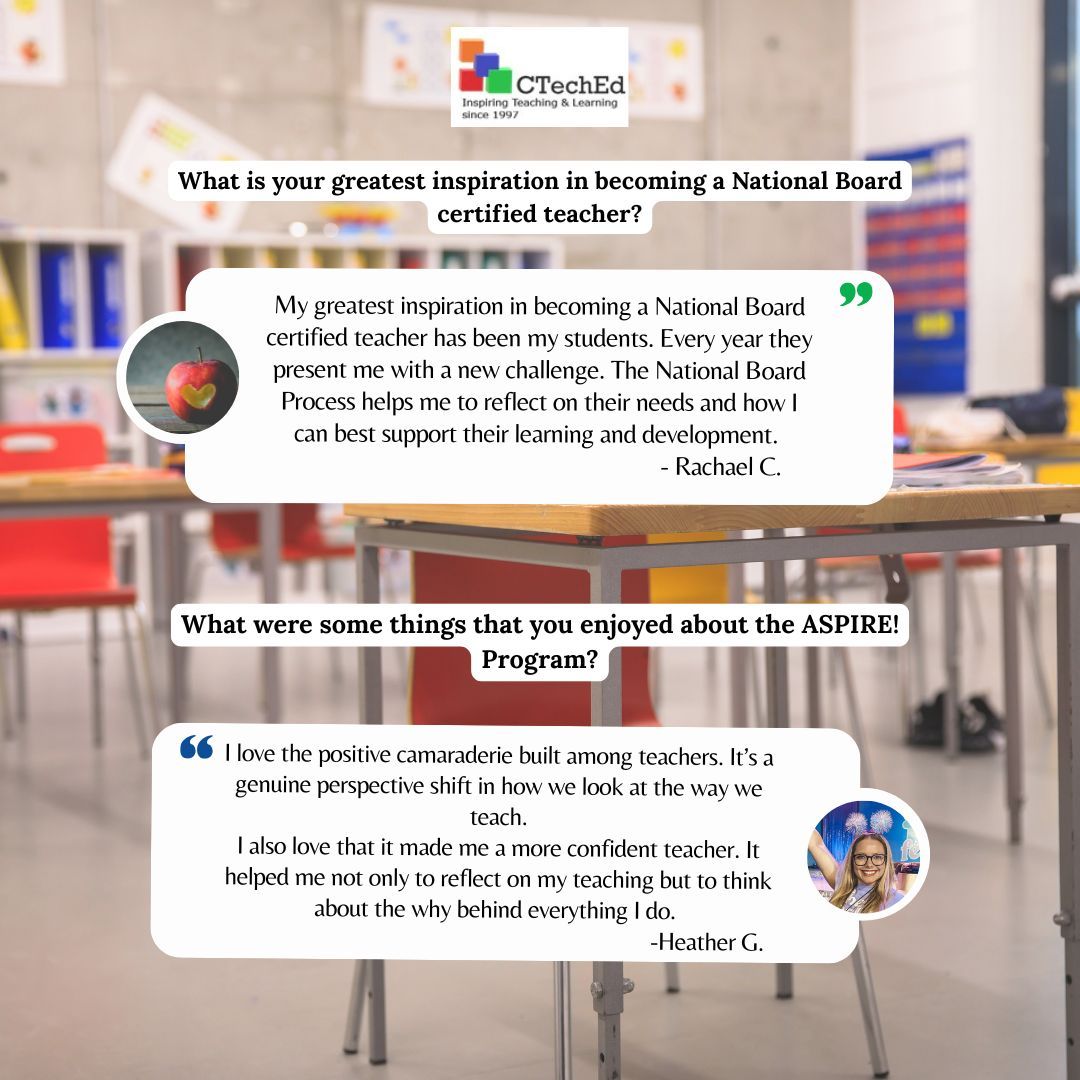 Here's what a few of our ASPIRE! candidates had to say about why they decided to start their National Board journey with us and their inspiration on becoming a NBCT! 

Ready to get started? Register here: cteched.org/jump-start 
#HCTA #NBCT #floridateachers #tampfl #pascofl