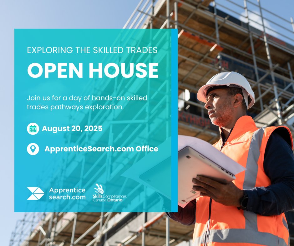 ApprenticeSearch.com (@hiec_appsearch) on Twitter photo Curious about the skilled trades? Join us August 20 in #Burlington for the Exploring the #SkilledTrades Open House:
🔹 VR demos
🔹 Employer panel
🔹 Job coaching
🔹 <a href="/skillsontario/">Skills Ontario</a> Trades & Tech Truck
🔹 Workshops + prizes
Free to attend — register here: hubs.li/Q03CY5Dn0 Curious about the skilled trades? Join us August 20 in #Burlington for the Exploring the #SkilledTrades Open House:
🔹 VR demos
🔹 Employer panel
🔹 Job coaching
🔹 <a href="/skillsontario/">Skills Ontario</a> Trades & Tech Truck
🔹 Workshops + prizes
Free to attend — register here: hubs.li/Q03CY5Dn0