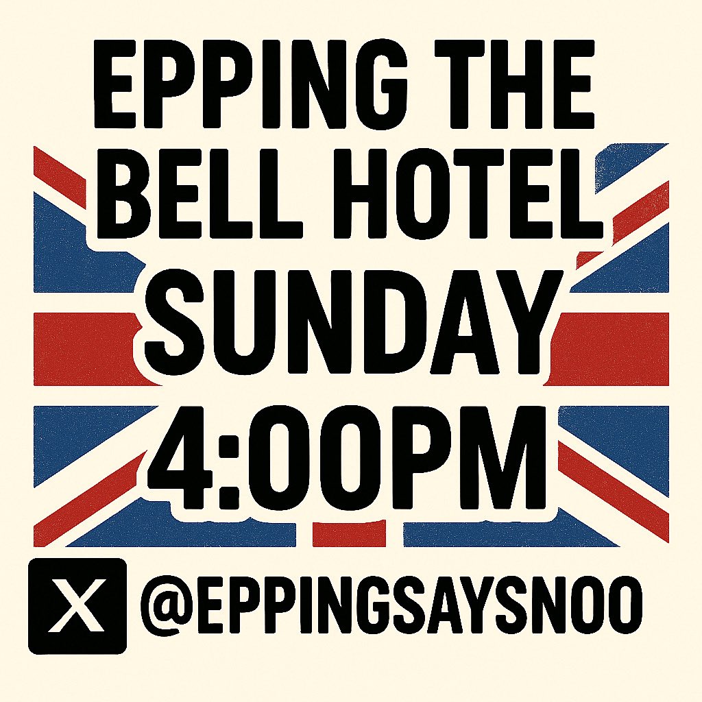 🚨 Sunday 4:00PM The Bell Hotel 🚨
We’re coming together again to call for changes to government use of hotels for illegal housing. We will keep raising our voices until sustainable, long-term solutions are found! 🇬🇧

Please bring Flags, Banners, Smoke and Signs to help make our