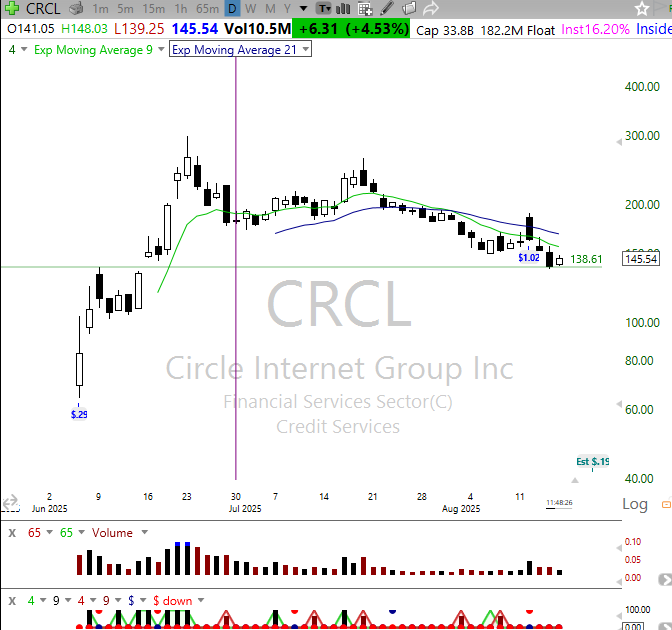 TheDarnale's tweet photo. @mmonis What do you think about $CRCL reversal? It's reversing from gap close at 138.61 and bookmap also shows a level at 137. Has pulled back quite a bit from recent highs. Any thoughts? https://t.co/xJwDkJo5T0