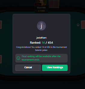 JaStathamm's tweet photo. And again, just a little bit short of getting into the winners' leaderboard.(
@SeismicSys poker Friday.
#seismic https://t.co/EgbOurYq1Q