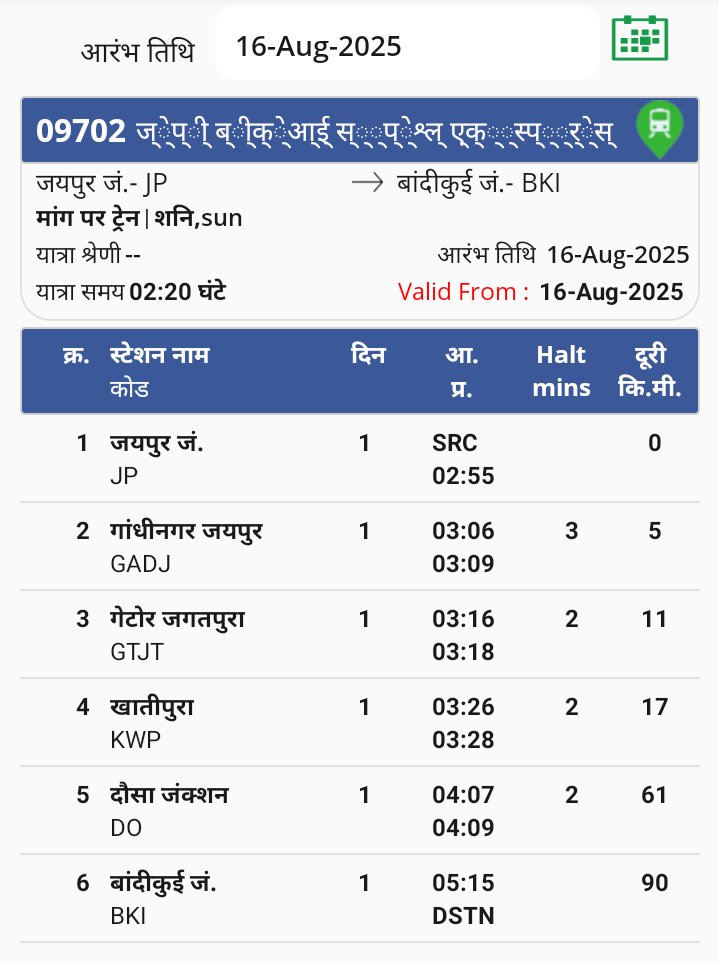 BANDIKUI JUNCTION-BKI (NWR) UNOFFICIAL (@bkijunction) on Twitter photo गाड़ी क्रमांक 09701/02 बांदीकुई-जयपुर-बांदीकुई 2 ट्रिप स्पेशल रेलसेवा का संचालन...
ठहराव : दौसा, खातीपुरा, गेटोर जगतपुरा, गांधीनगर जयपुर
आप <a href="/NWRailways/">North Western Railway</a> कृपया सोशल मिडिया पर इस गाड़ी के संचालन मय समय सारणी प्रचार प्रसार व स्टेशनों पर उद्घोषणा करें जिससे यात्रियों को फायदा मिल सके गाड़ी क्रमांक 09701/02 बांदीकुई-जयपुर-बांदीकुई 2 ट्रिप स्पेशल रेलसेवा का संचालन...
ठहराव : दौसा, खातीपुरा, गेटोर जगतपुरा, गांधीनगर जयपुर
आप <a href="/NWRailways/">North Western Railway</a> कृपया सोशल मिडिया पर इस गाड़ी के संचालन मय समय सारणी प्रचार प्रसार व स्टेशनों पर उद्घोषणा करें जिससे यात्रियों को फायदा मिल सके