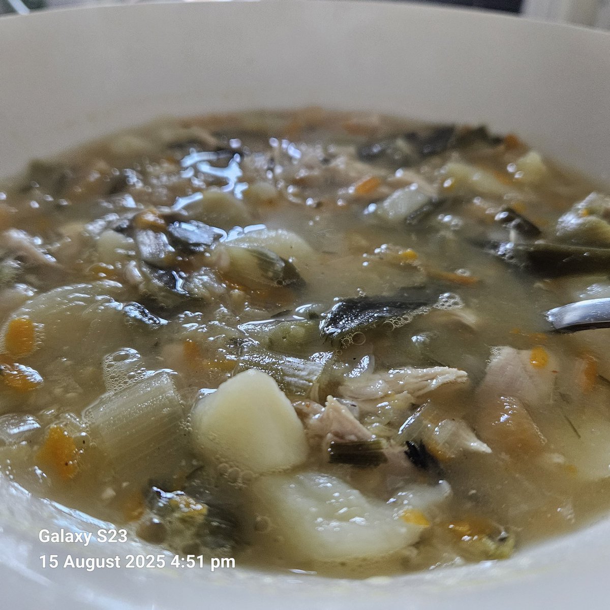 Lazy cooking day. Chicken, leek and potato soup. Next day will be better still. #WeeScottishWuminCooks #SoupDays