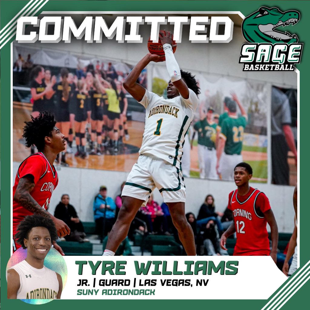 Brian Barnes (@sagecoachbarnes) on Twitter photo Sage Nation, please join us in welcoming incoming Gator, Tyre Williams to The Swamp! Tyre is from Las Vegas, NV and last competed at SUNY Adirondack. 🐊🏀 <a href="/Sage_Hoops/">Sage Basketball</a> Sage Nation, please join us in welcoming incoming Gator, Tyre Williams to The Swamp! Tyre is from Las Vegas, NV and last competed at SUNY Adirondack. 🐊🏀 <a href="/Sage_Hoops/">Sage Basketball</a>