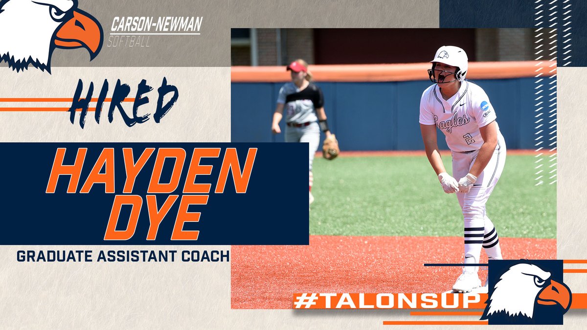 Carson-Newman Athletics (@cn_eagles) on Twitter photo 🥎 Welcome back former All-American <a href="/haydendye4/">hayden dye</a> she will be joining <a href="/cnsball/">Carson-Newman Softball</a> as the new graduate assistant coach.
📰: cneagles.com/x/eockg
🦅 <a href="/cnsball/">Carson-Newman Softball</a> x #TalonsUp 🥎 Welcome back former All-American <a href="/haydendye4/">hayden dye</a> she will be joining <a href="/cnsball/">Carson-Newman Softball</a> as the new graduate assistant coach.
📰: cneagles.com/x/eockg
🦅 <a href="/cnsball/">Carson-Newman Softball</a> x #TalonsUp