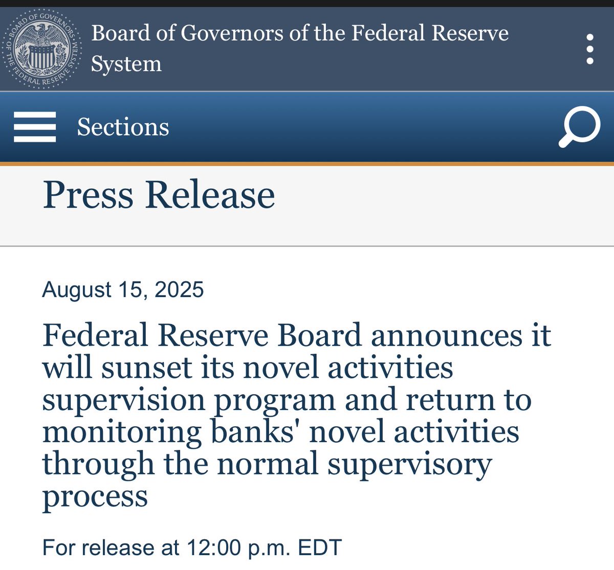 BankXRP's tweet photo. 🇺🇸 Federal Reserve ends program that increased bank scrutiny of crypto.

https://t.co/uyvltU9c08 https://t.co/ZqjlDiWLVs