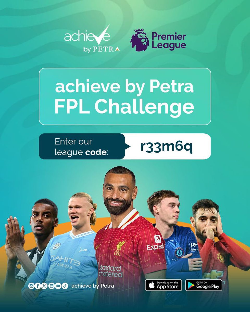achievebypetra_'s tweet image. Think you’ve got what it takes to be the FPL champ?
Join the achieve by Petra FPL Challenge now!
Tap here to join fantasy.premierleague.com/leagues/auto-j…
Or use this League Code: r33m6q

Bragging rights (and fun) await! 🔥

Terms and Conditions: theachieveapp.com/terms-and-cond…