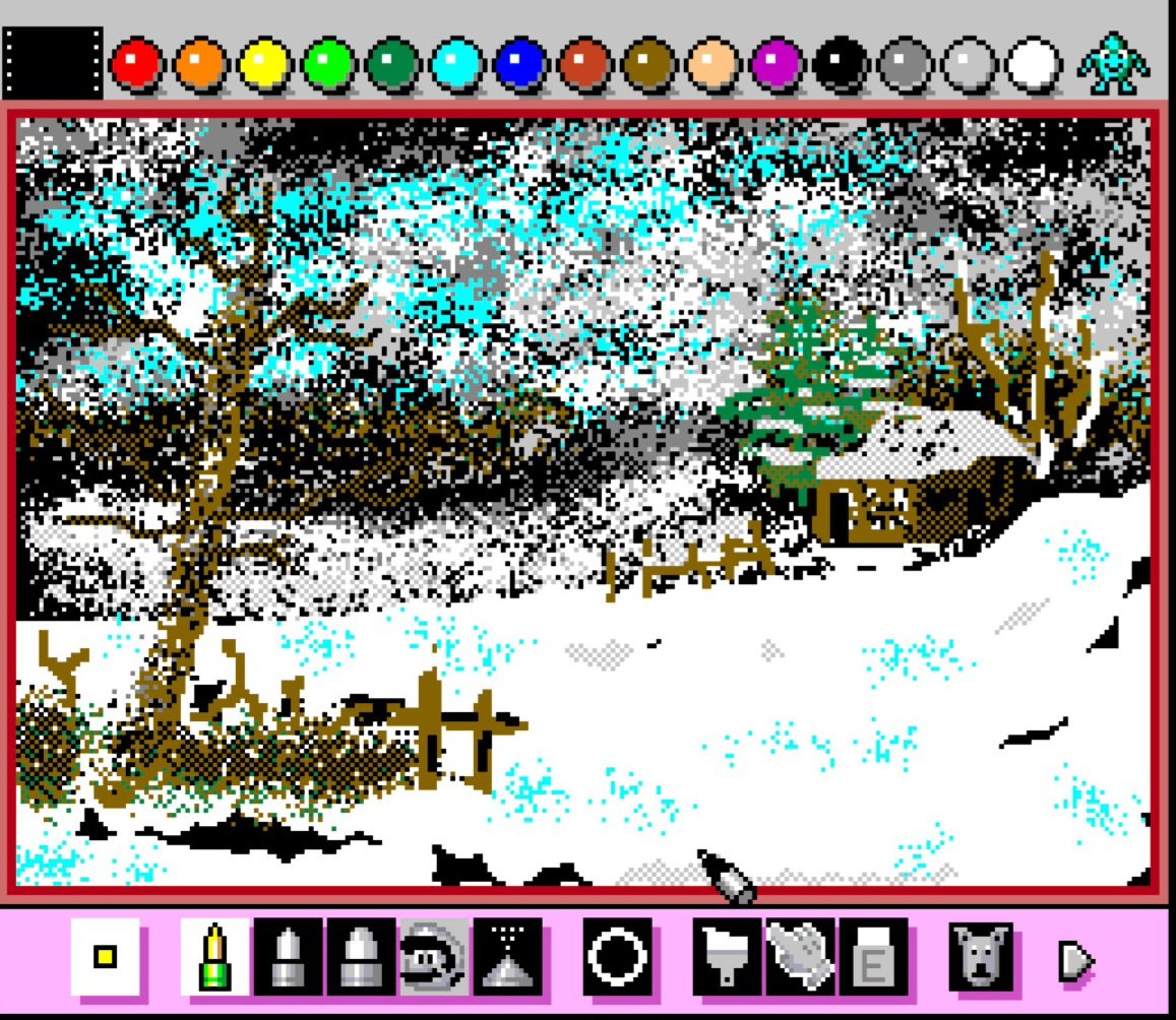 Tried painting with a bob ross episode w friends last night... using mario paint