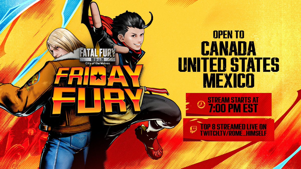 Lock in for this week's Friday Fury Tournament - with cash prizes!  

Sign up for the tournament: start.gg/FatalFuryDisco… 

Discord: discord.gg/fatalfury #FatalFury

#REVITUP #FATALFURY