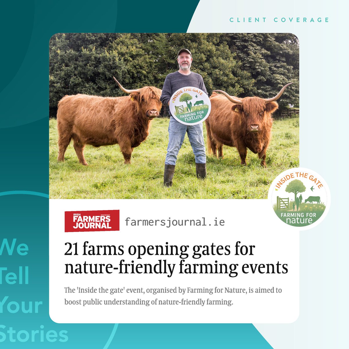 StoryLabIRL's tweet image. Ever wanted to go beyond the gate of a working farm? 'Inside the Gate’ is a nationwide, free open day organised by Farming for Nature to boost public understanding of the importance of nature-friendly farming.

Read more here: 👉 farmersjournal.ie/news/news/21-f… 
 
#ClientPR