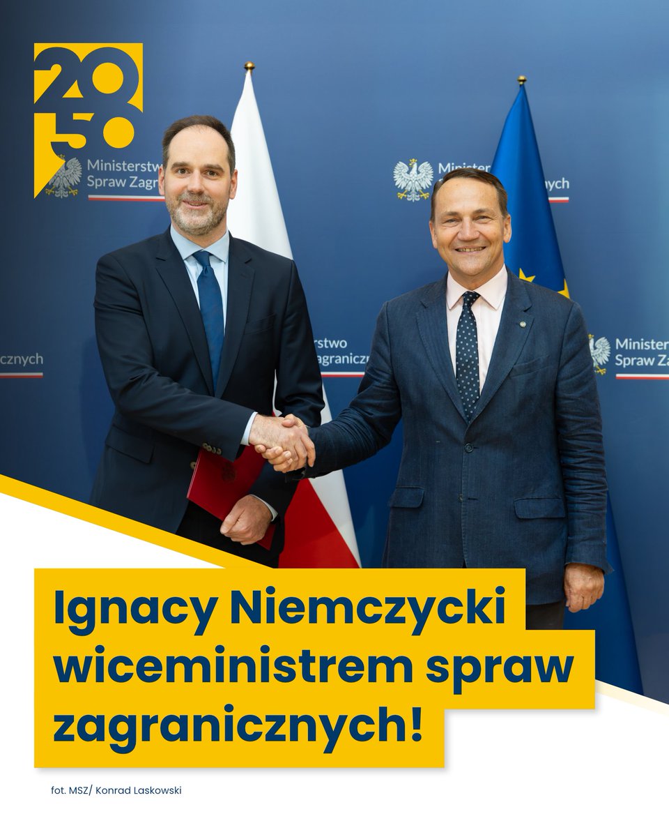 Polska 2050 (@pl_2050) on Twitter photo Ignacy Niemczycki przechodzi do Ministerstwa Spraw Zagranicznych, gdzie pokieruje pionem europejskim 🇵🇱🇪🇺
Odpowiedzialne zadanie i właściwy człowiek. Powodzenia, <a href="/ignacyn/">Ignacy Niemczycki</a>! Ignacy Niemczycki przechodzi do Ministerstwa Spraw Zagranicznych, gdzie pokieruje pionem europejskim 🇵🇱🇪🇺
Odpowiedzialne zadanie i właściwy człowiek. Powodzenia, <a href="/ignacyn/">Ignacy Niemczycki</a>!