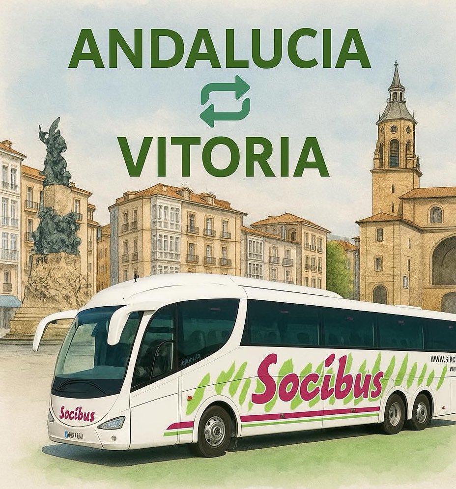 ✨ Descubre #Vitoria #Gasteiz, viaje diario desde #Andalucía 🚌🌿
¿Listo para una escapada que combina historia, naturaleza y encanto vasco?
Con nuestra línea regular de autobús desde Andalucía, llegarás cómodamente al corazón verde del #PaísVasco.
➡️compra.socibus.es/online/
