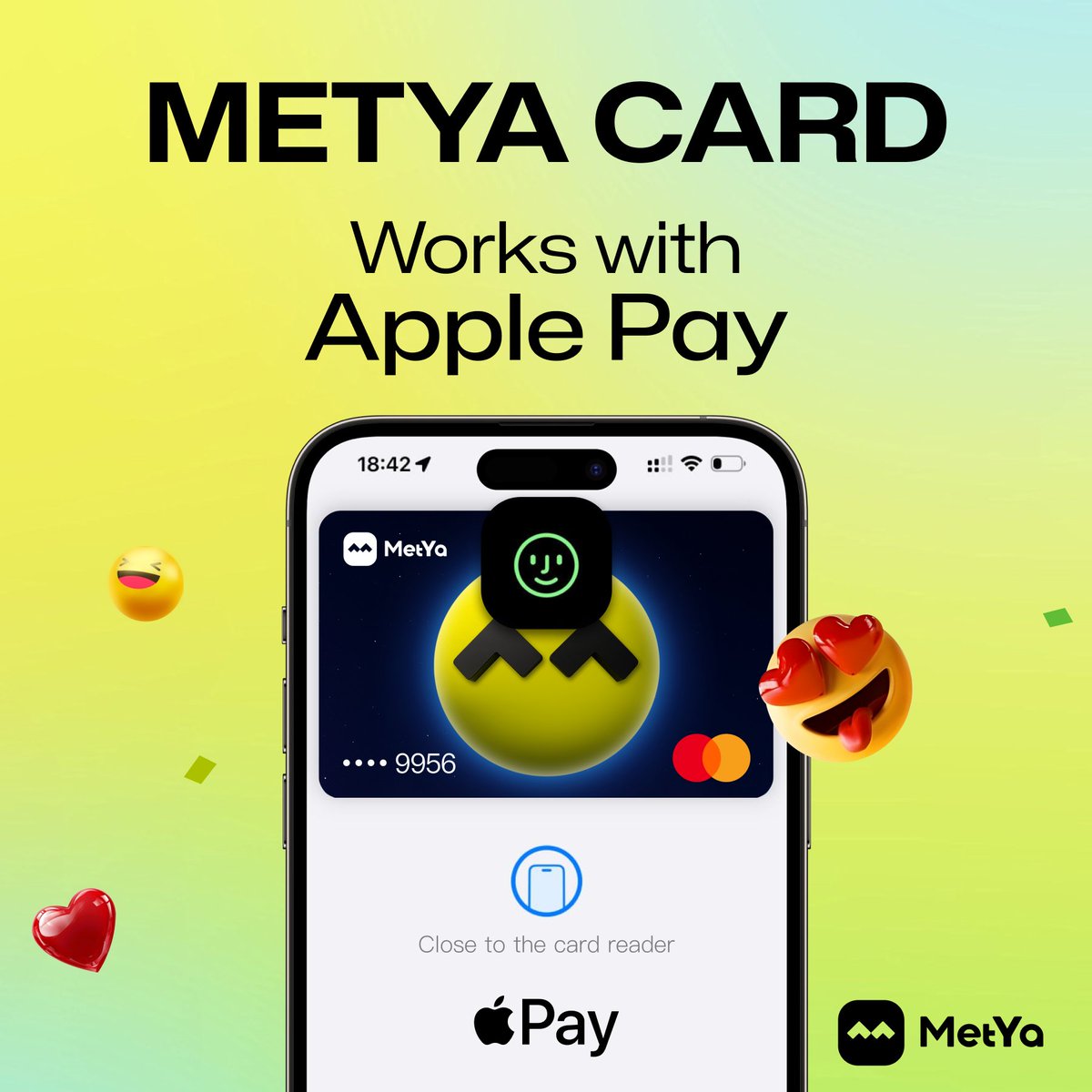 Chạm. Cười. Xong. 😎💛
Thẻ Metya của bạn giờ đây hoạt động liền mạch với Apple Pay — giúp mọi khoản thanh toán trở nên nhanh chóng, dễ dàng và thú vị hơn rất nhiều.

#Metya #ApplePay #Web3Payments