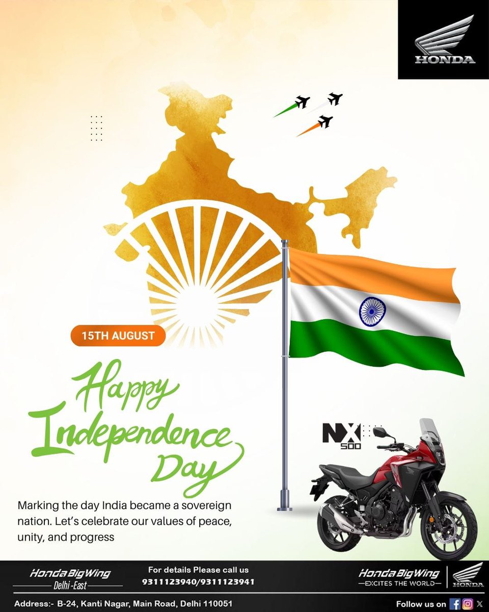 hondabigwingde's tweet photo. #happyindependenceday 

For more information call us at +91-9311123940 or 9311123941 https://t.co/ZdrkBVdx2Z