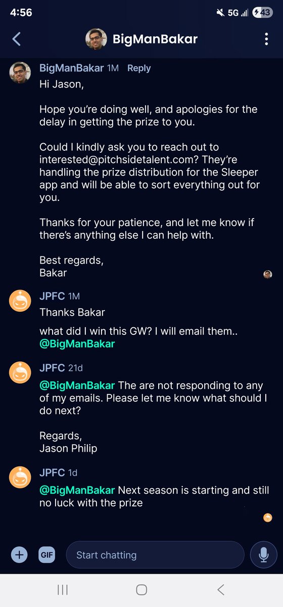 FPL_JTP's tweet photo. @BigManBakar Hi Bakar. The email you mentioned won't reply. What to do? https://t.co/Qg0RyY7FzY