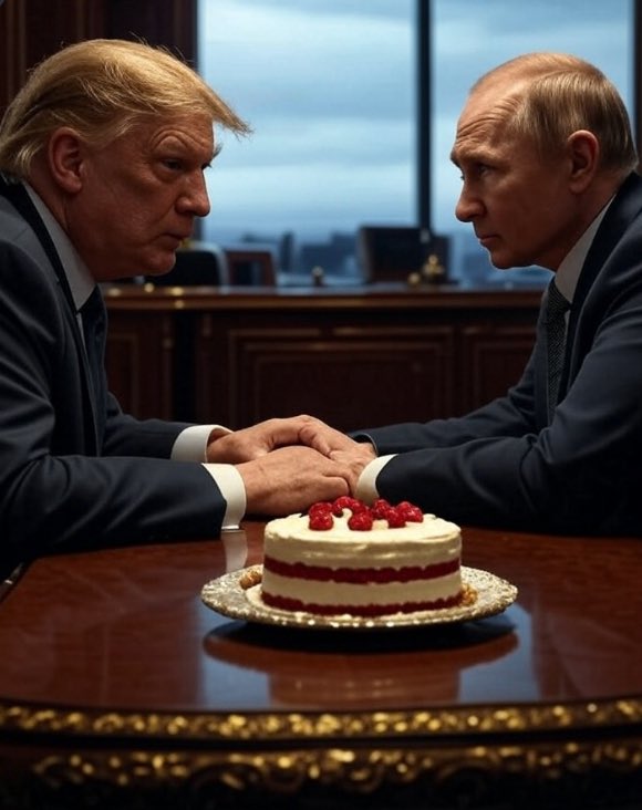codegurusblog's tweet photo. 🌍 #PieceTalks are live! Trump &amp; Putin slicing Alaska over Ukraine, no Zelenskyy, just a nuclear deal tease. Peace? Nah, pieces of land. Truth hurts. RT if you see the cake! #TrumpPutinSummit @VP @POTUS https://t.co/JQhrybUwfn